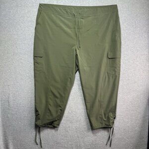 Zenergy Chicos Pants Womens 4 (US 20) Green Zip Cargo Pocket Roll Hem Chico’s